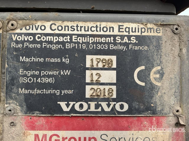 2018 Volvo EC18D Mini Excavator: <6.6t - Mini excavator: picture 4 2018 Volvo EC18D Mini Excavator: <6.6t - Mini excavator: picture 4