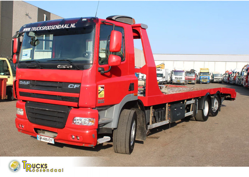 DAF CF 85.410 + EURO 5 + EXTENDABLE PLATFORM HYDROLIC + 6X2 + 3X IN STOCK / WINCH - Autotransporter truck: picture 1 DAF CF 85.410 + EURO 5 + EXTENDABLE PLATFORM HYDROLIC + 6X2 + 3X IN STOCK / WINCH - Autotransporter truck: picture 1