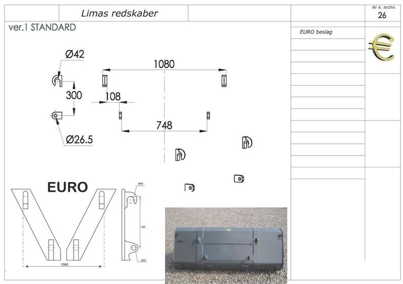 Limas Ny 1,5m Alm. skovl med Euro - Bucket for Construction machinery: picture 2 Limas Ny 1,5m Alm. skovl med Euro - Bucket for Construction machinery: picture 2