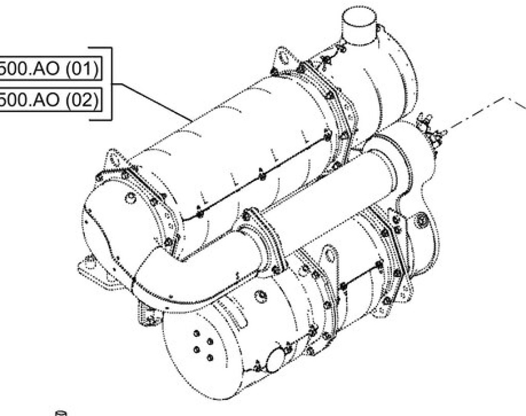 Case 48108098 - KBH16600 - Muffler for Construction machinery: picture 1 Case 48108098 - KBH16600 - Muffler for Construction machinery: picture 1