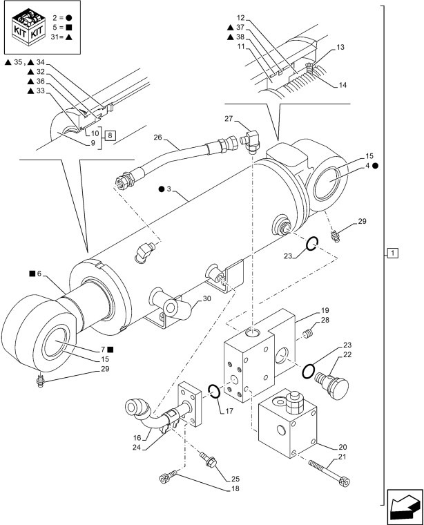 Case KMV25500 - Hydraulic cylinder for Construction machinery: picture 2 Case KMV25500 - Hydraulic cylinder for Construction machinery: picture 2