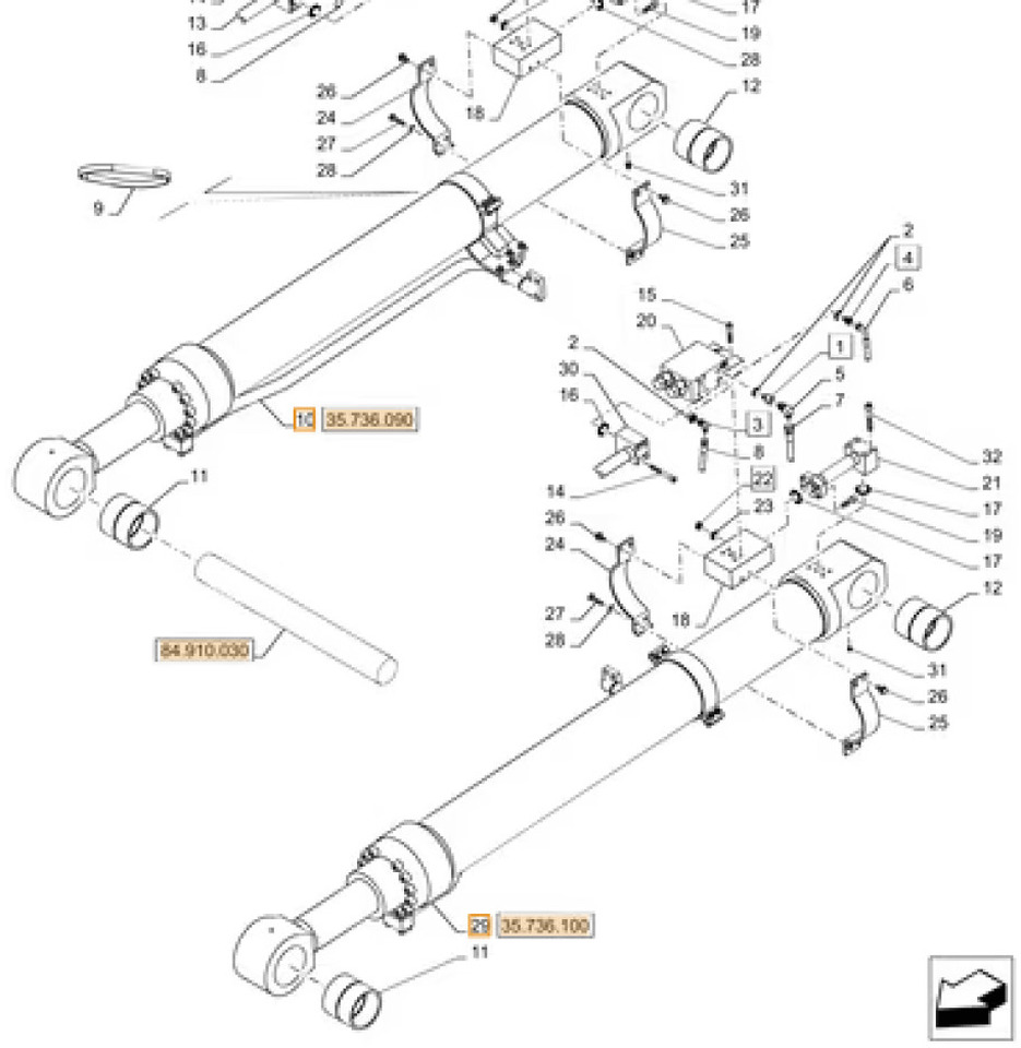 Case KWV13880 - KWV13880 RH - Hydraulic cylinder for Construction machinery: picture 1 Case KWV13880 - KWV13880 RH - Hydraulic cylinder for Construction machinery: picture 1