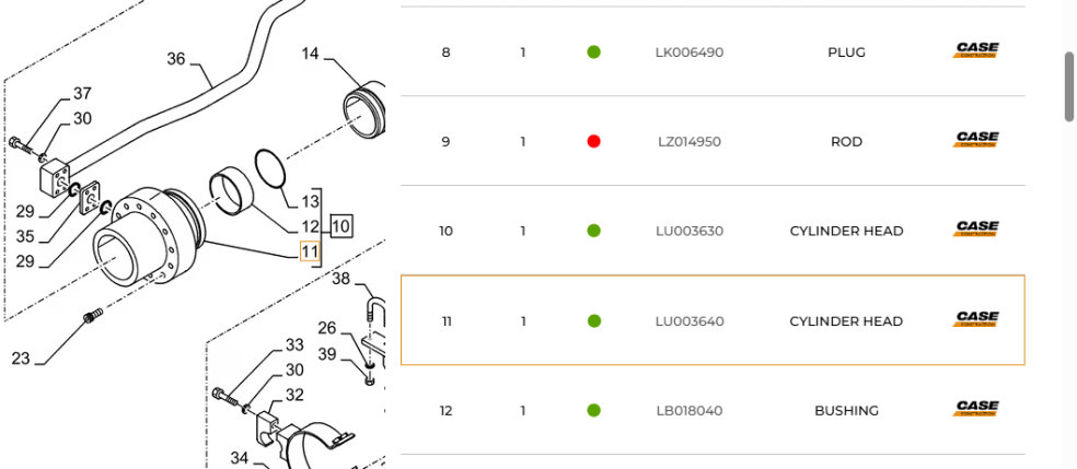 Case LU003640 - Hydraulic cylinder for Construction machinery: picture 1 Case LU003640 - Hydraulic cylinder for Construction machinery: picture 1