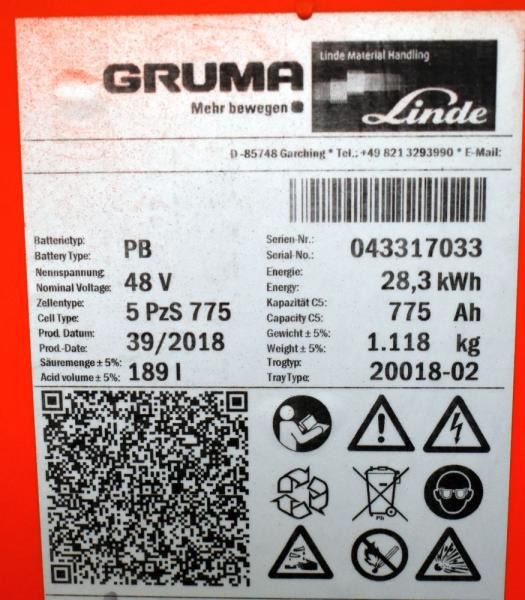 GRUMA 48 Volt 5 PzS 775 Ah - Battery: picture 5 GRUMA 48 Volt 5 PzS 775 Ah - Battery: picture 5