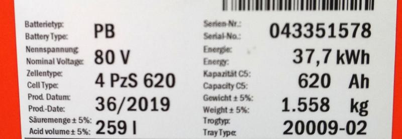 GRUMA 80 Volt 4 PzS 620 Ah - Battery: picture 4 GRUMA 80 Volt 4 PzS 620 Ah - Battery: picture 4