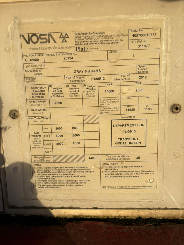 Gray and Adams 2012 SLXE 400 – CBT225ER - Refrigerator semi-trailer: picture 2 Gray and Adams 2012 SLXE 400 – CBT225ER - Refrigerator semi-trailer: picture 2