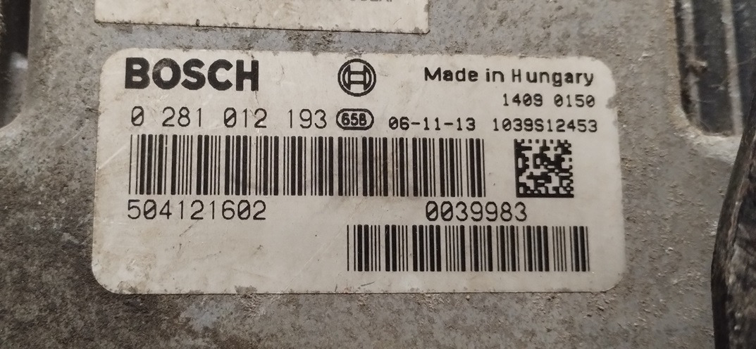 STEROWNIK SILNIKA IVECO DAILY 2.3 HPI 06-11 0281012193 504121602 - Electrical system for Van: picture 2 STEROWNIK SILNIKA IVECO DAILY 2.3 HPI 06-11 0281012193 504121602 - Electrical system for Van: picture 2