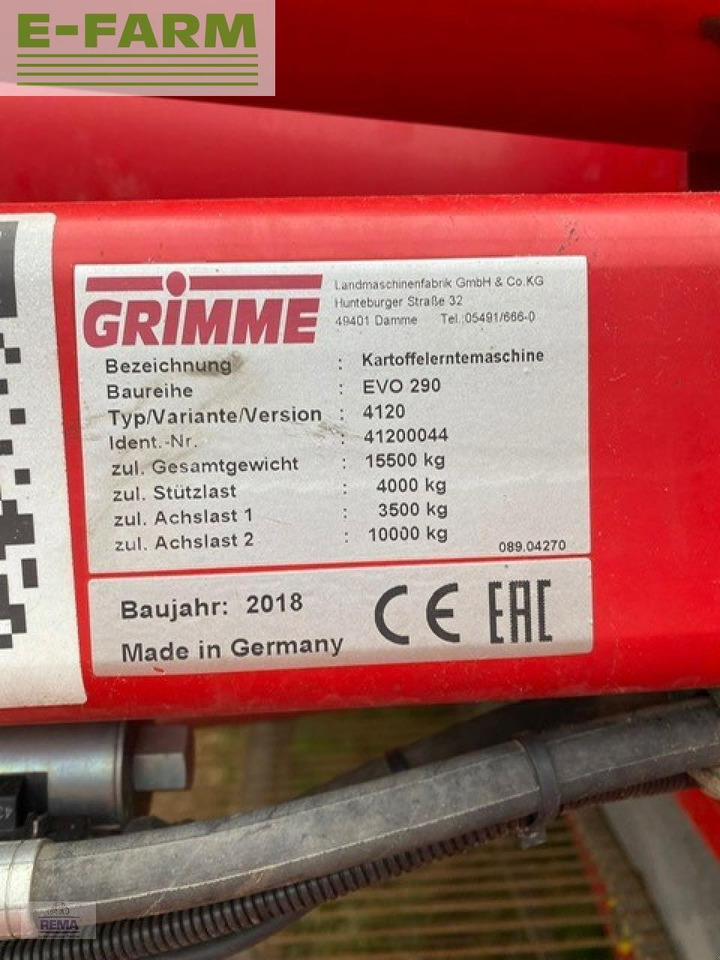 Potato harvester Grimme evo 290 airsep: picture 9