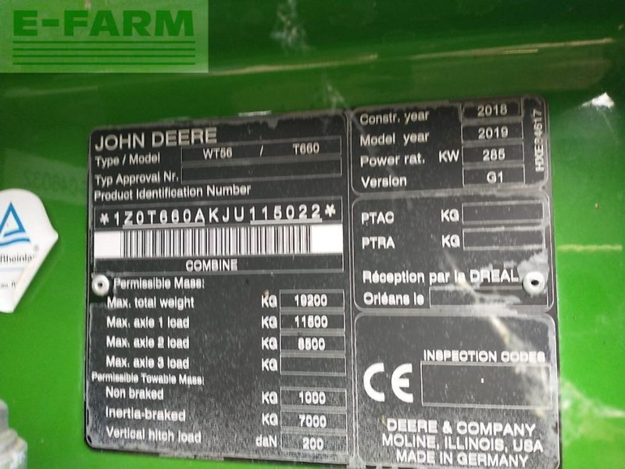 Combine harvester John Deere t660 my18 prod 20: picture 7 Combine harvester John Deere t660 my18 prod 20: picture 7