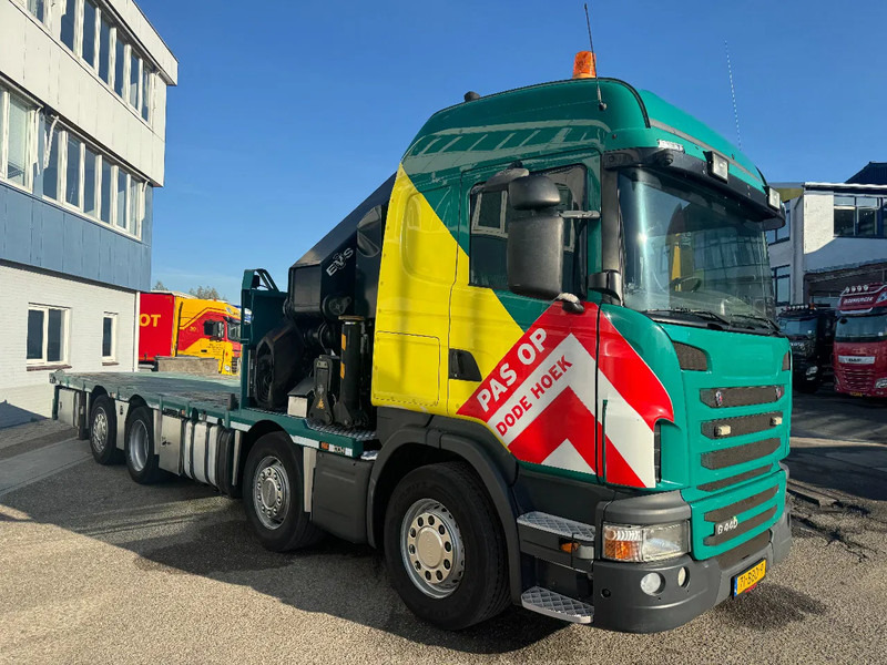 Dropside/ Flatbed truck, Crane truck Scania G440 8X2 EURO 6 HMF 8520 + REMOTE CONTROL TWISTLOCKS: picture 11