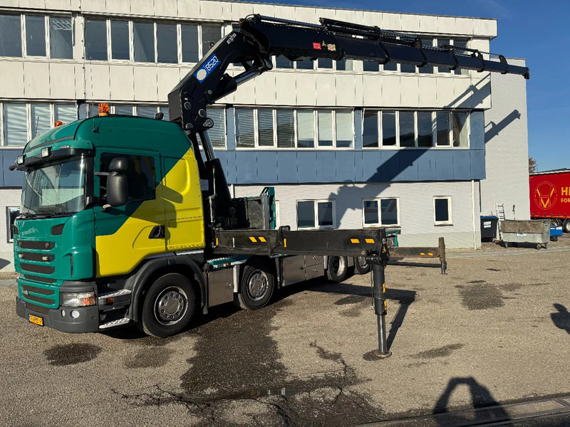 Scania G440 8X2 EURO 6 HMF 8520 + REMOTE CONTROL TWISTLOCKS - Dropside/ Flatbed truck, Crane truck: picture 1 Scania G440 8X2 EURO 6 HMF 8520 + REMOTE CONTROL TWISTLOCKS - Dropside/ Flatbed truck, Crane truck: picture 1