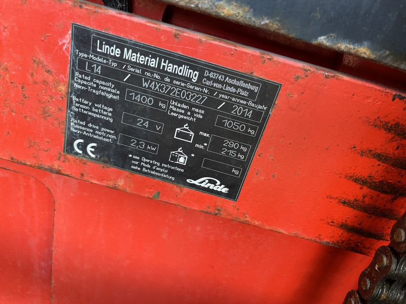Linde stapelaar heftruck LINDE L14 duplo300cm 188uur 2014 - Stacker: picture 3 Linde stapelaar heftruck LINDE L14 duplo300cm 188uur 2014 - Stacker: picture 3