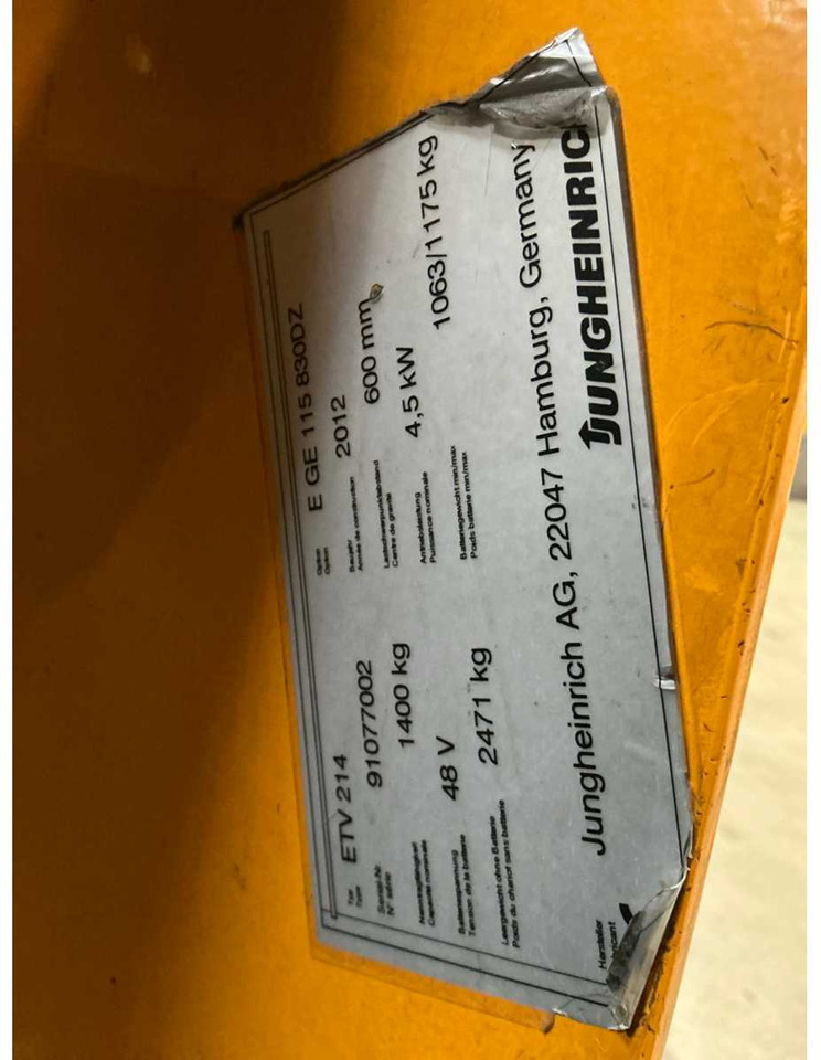 Forklift JUNGHEINRICH - ETV214 - FORKLIFT TRUCKS - 2012: picture 15 Forklift JUNGHEINRICH - ETV214 - FORKLIFT TRUCKS - 2012: picture 15