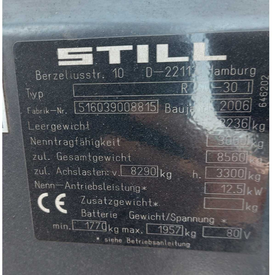 STILL - R60-30 - FORKLIFT TRUCK WITH UNUSED BATTERIES - 2006 - Forklift: picture 3 STILL - R60-30 - FORKLIFT TRUCK WITH UNUSED BATTERIES - 2006 - Forklift: picture 3