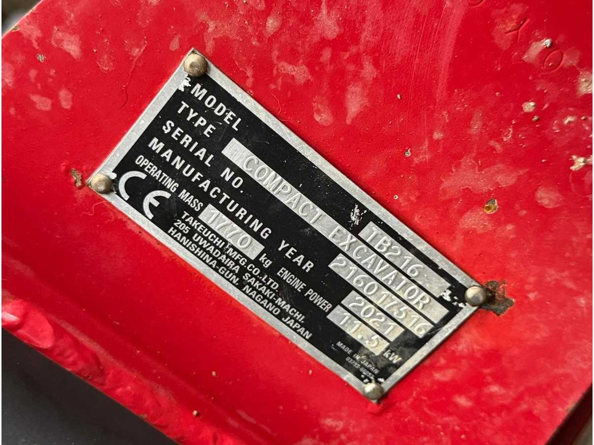 Takeuchi TB216 - Mini excavator: picture 5 Takeuchi TB216 - Mini excavator: picture 5