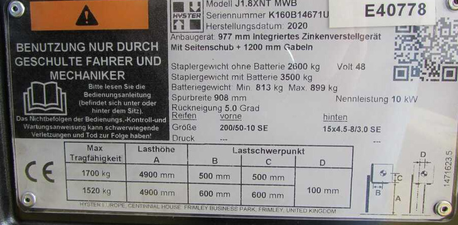 Electric forklift Hyster J1.8 XNT (MWB): picture 7