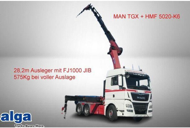MAN 28.500 TGX 6X2-2 BLS, Kran HMF 5020-K6, Funk,23m - Tractor unit: picture 1 MAN 28.500 TGX 6X2-2 BLS, Kran HMF 5020-K6, Funk,23m - Tractor unit: picture 1