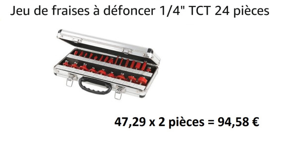 2 Jeux de fraises à défoncer 1/4" TCT 24 pcs - Metalworking machinery: picture 1 2 Jeux de fraises à défoncer 1/4" TCT 24 pcs - Metalworking machinery: picture 1