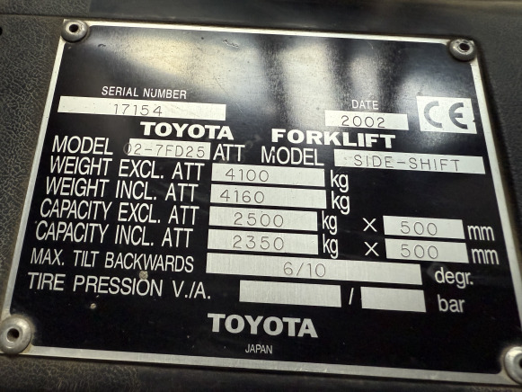 Chariot élévateur frontal électrique TOYOTA 02-7FD25 - Electric forklift: picture 3 Chariot élévateur frontal électrique TOYOTA 02-7FD25 - Electric forklift: picture 3