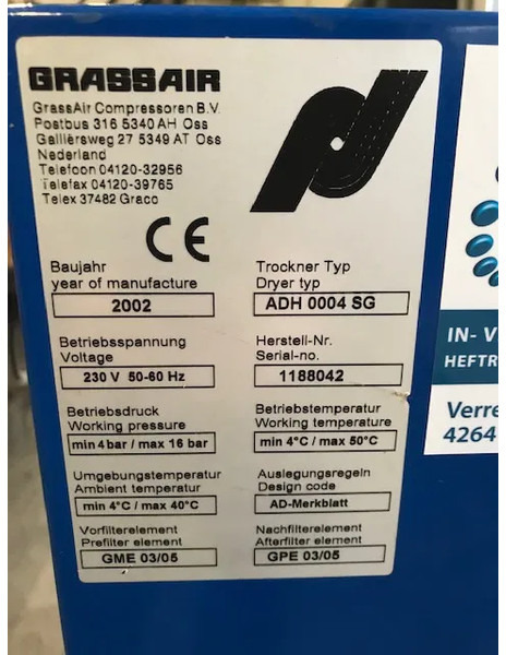 Grassair ADH0004SG 10 Bar Absorptiedroger - Air compressor: picture 3 Grassair ADH0004SG 10 Bar Absorptiedroger - Air compressor: picture 3