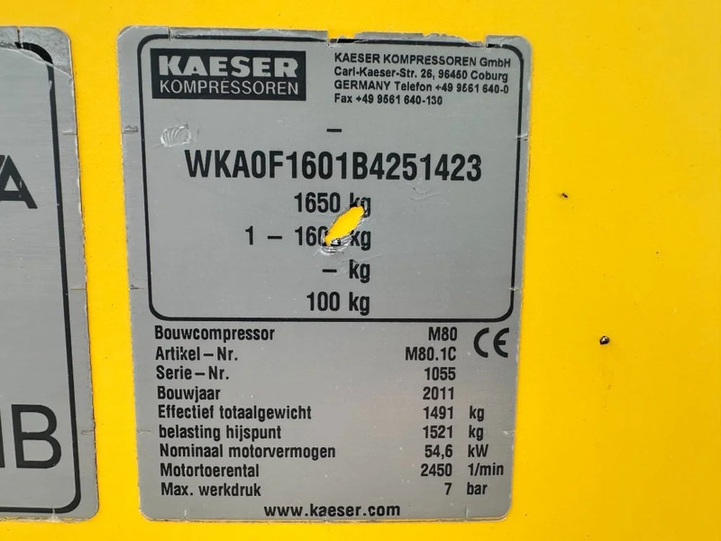 Kaeser M80 Kubota 8.1 m3 / min 7 Bar 55 kW Mobiele Silent Diesel Compressor - Air compressor: picture 4 Kaeser M80 Kubota 8.1 m3 / min 7 Bar 55 kW Mobiele Silent Diesel Compressor - Air compressor: picture 4