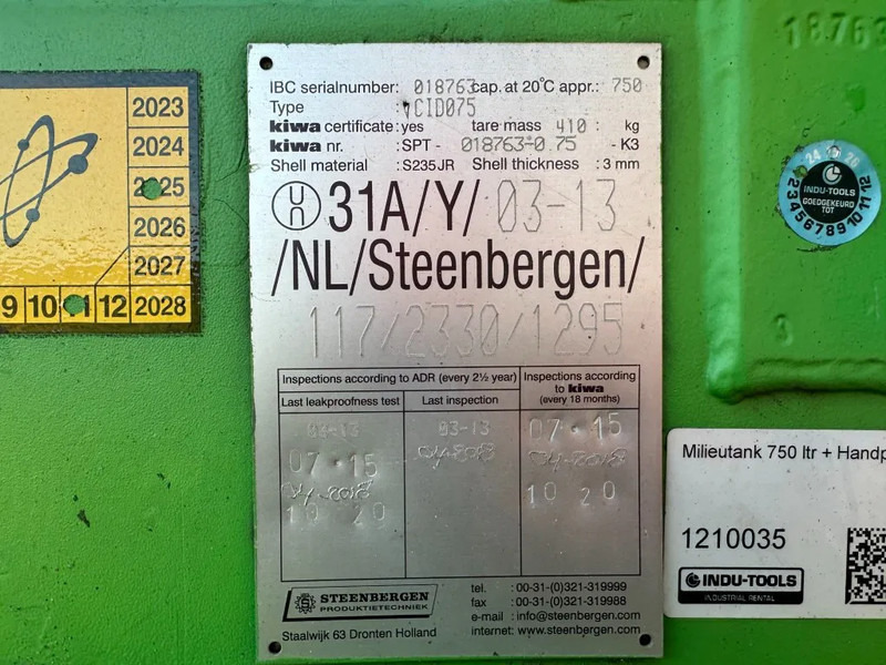 Kiwa IBC Steenbergen 750 liter Dieseltank met Handpomp Milieutank - Shipping container: picture 3 Kiwa IBC Steenbergen 750 liter Dieseltank met Handpomp Milieutank - Shipping container: picture 3