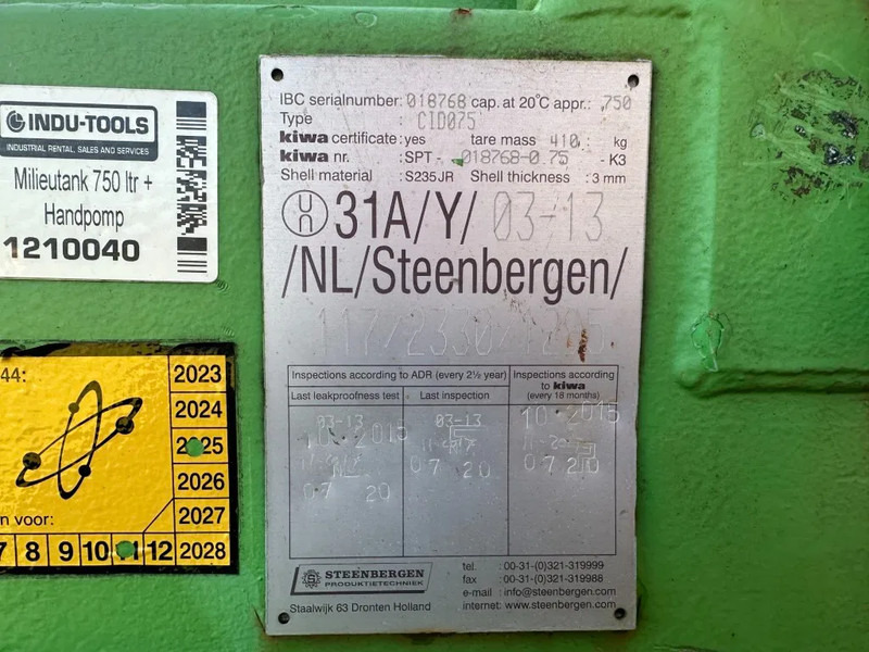 Kiwa IBC Steenbergen 750 liter Dieseltank met Handpomp Milieutank - Shipping container: picture 3 Kiwa IBC Steenbergen 750 liter Dieseltank met Handpomp Milieutank - Shipping container: picture 3