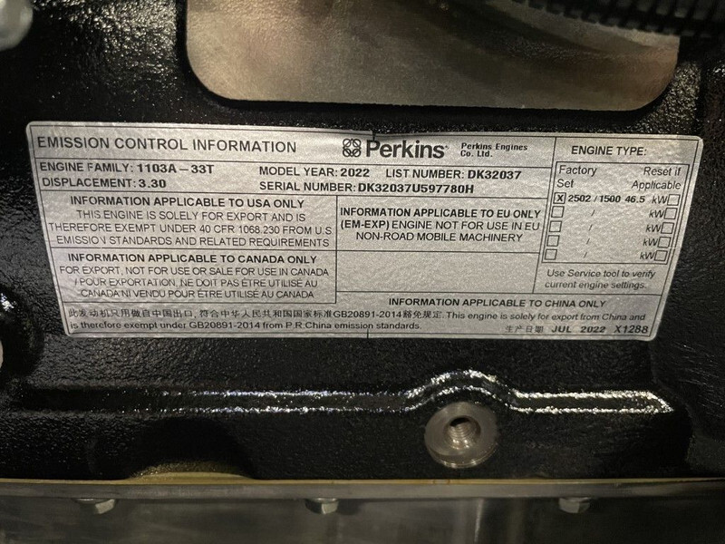 New Generator set Perkins 1103A-33T Stamford 50 kVA open generatorset New !: picture 8