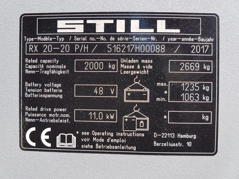 Still RX 20-20 2 ton Triplex Freelift Sideshift Elektra Heftruck - Electric forklift: picture 4 Still RX 20-20 2 ton Triplex Freelift Sideshift Elektra Heftruck - Electric forklift: picture 4