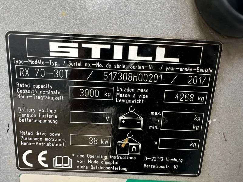 Still RX70-30T 3 ton Duplex Freelift Sideshift Positioner Vorkenversteller LPG Heftruck 2017 - LPG forklift: picture 3 Still RX70-30T 3 ton Duplex Freelift Sideshift Positioner Vorkenversteller LPG Heftruck 2017 - LPG forklift: picture 3