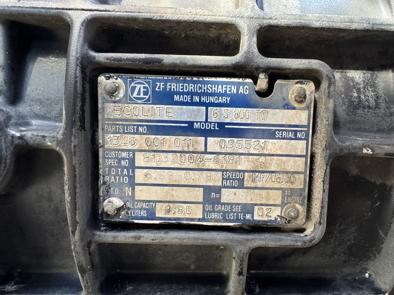 GEARBOX MAN TGL ZF 6S800 - Gearbox and parts: picture 3 GEARBOX MAN TGL ZF 6S800 - Gearbox and parts: picture 3