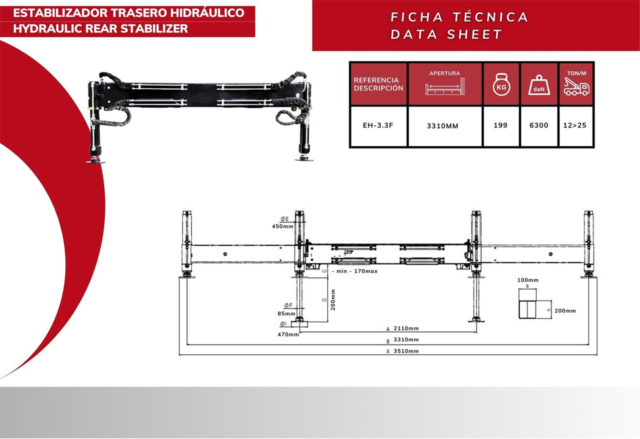 Rear hydraulic stabilizer for articulated cranes EH-3.3F - Attachment for Loader crane: picture 2 Rear hydraulic stabilizer for articulated cranes EH-3.3F - Attachment for Loader crane: picture 2