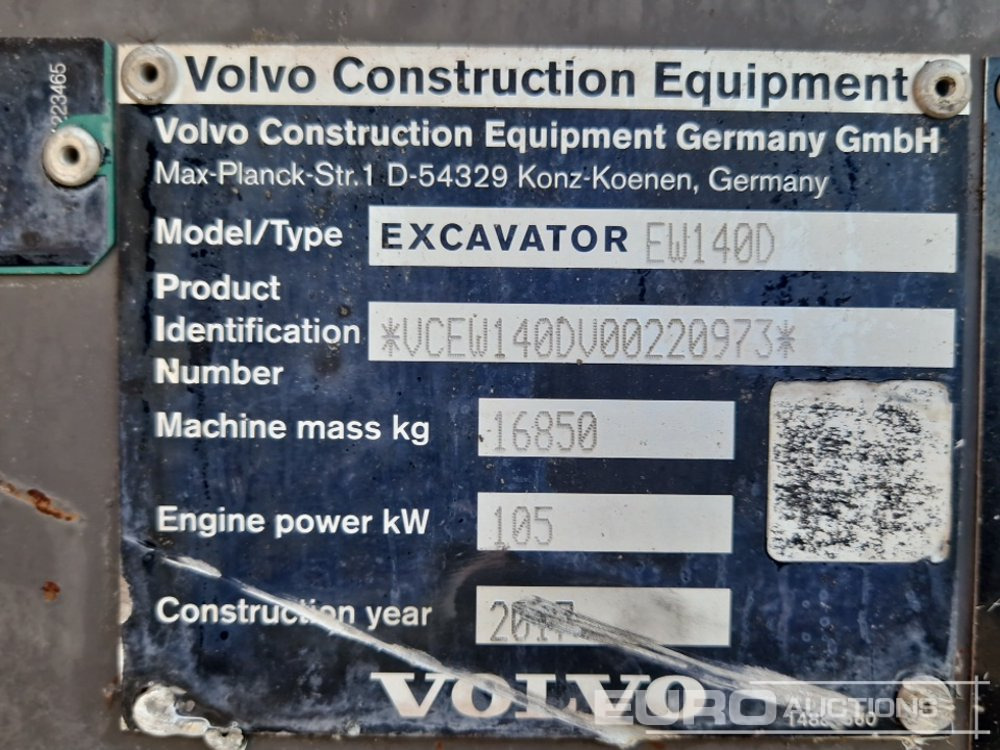 Wheel excavator 2017 Volvo EW140D: picture 44 Wheel excavator 2017 Volvo EW140D: picture 44