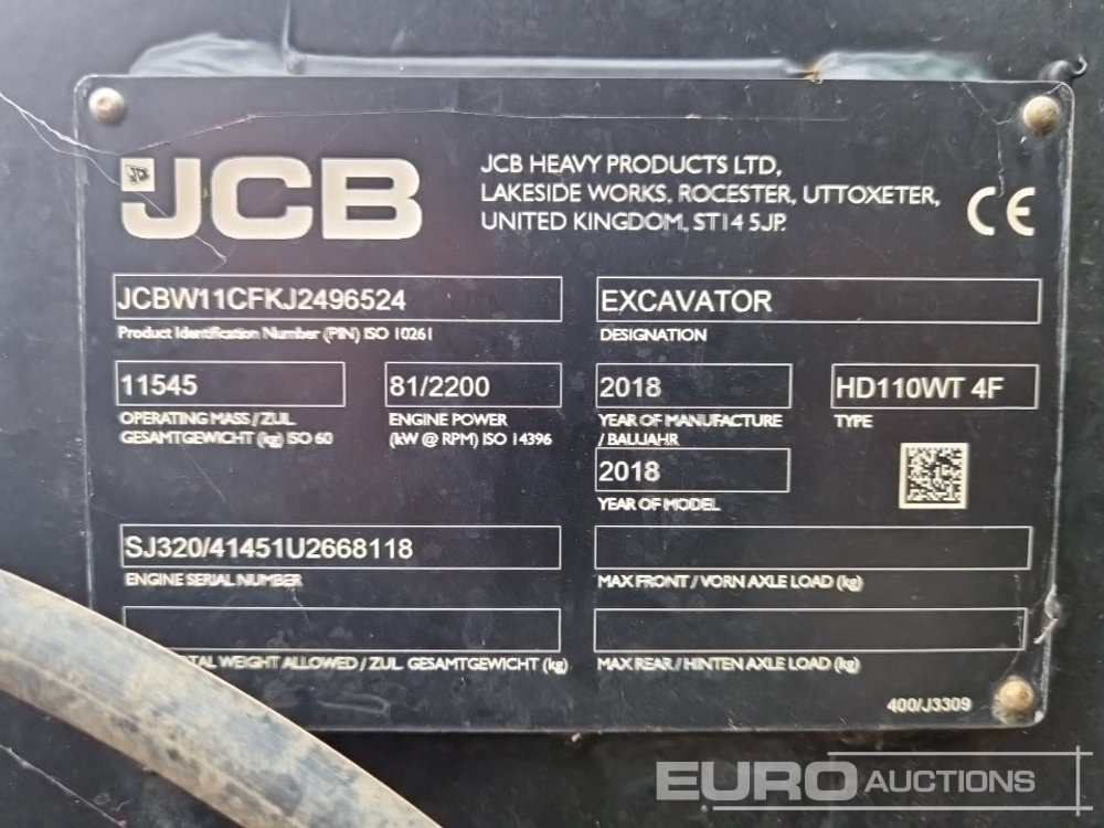 Wheel excavator 2018 JCB Hydradig HD110WT: picture 42