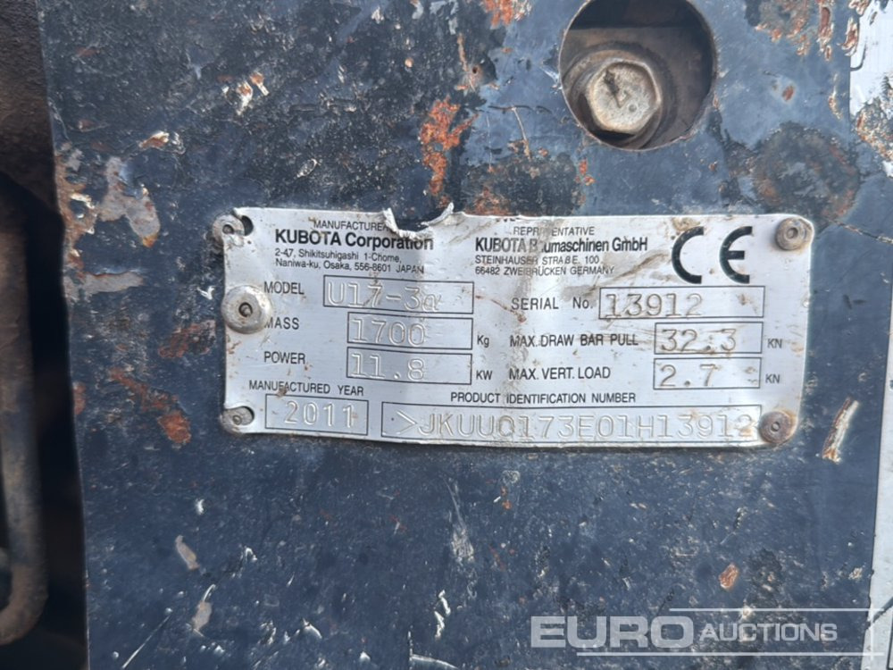Mini excavator 2011 Kubota U17-3A: picture 47
