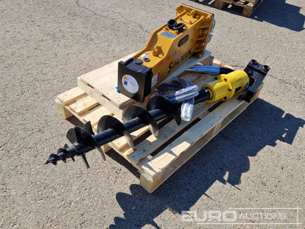 Unused Set of Hydraulic Breaker Solmek HM 150, Auger to suit 1.5 - 4.5 Ton Excavator to suit JPC Excavator / Conjunto Martillo Solmek HM-150 y Ahollador para Excavarota de 1,5 - 4,5 Ton para Excavador - Bucket: picture 1 Unused Set of Hydraulic Breaker Solmek HM 150, Auger to suit 1.5 - 4.5 Ton Excavator to suit JPC Excavator / Conjunto Martillo Solmek HM-150 y Ahollador para Excavarota de 1,5 - 4,5 Ton para Excavador - Bucket: picture 1