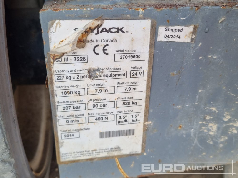 Aerial platform 2014 SkyJack SJ3226: picture 36