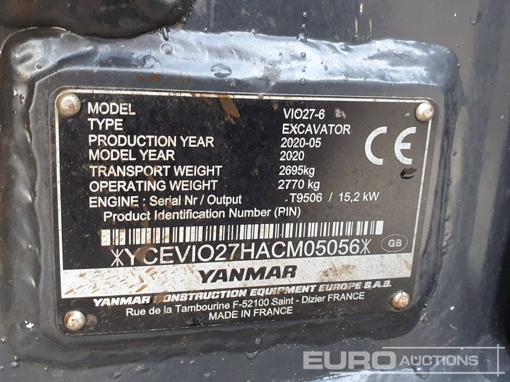 2020 Yanmar VIO27-6 - Mini excavator: picture 5 2020 Yanmar VIO27-6 - Mini excavator: picture 5