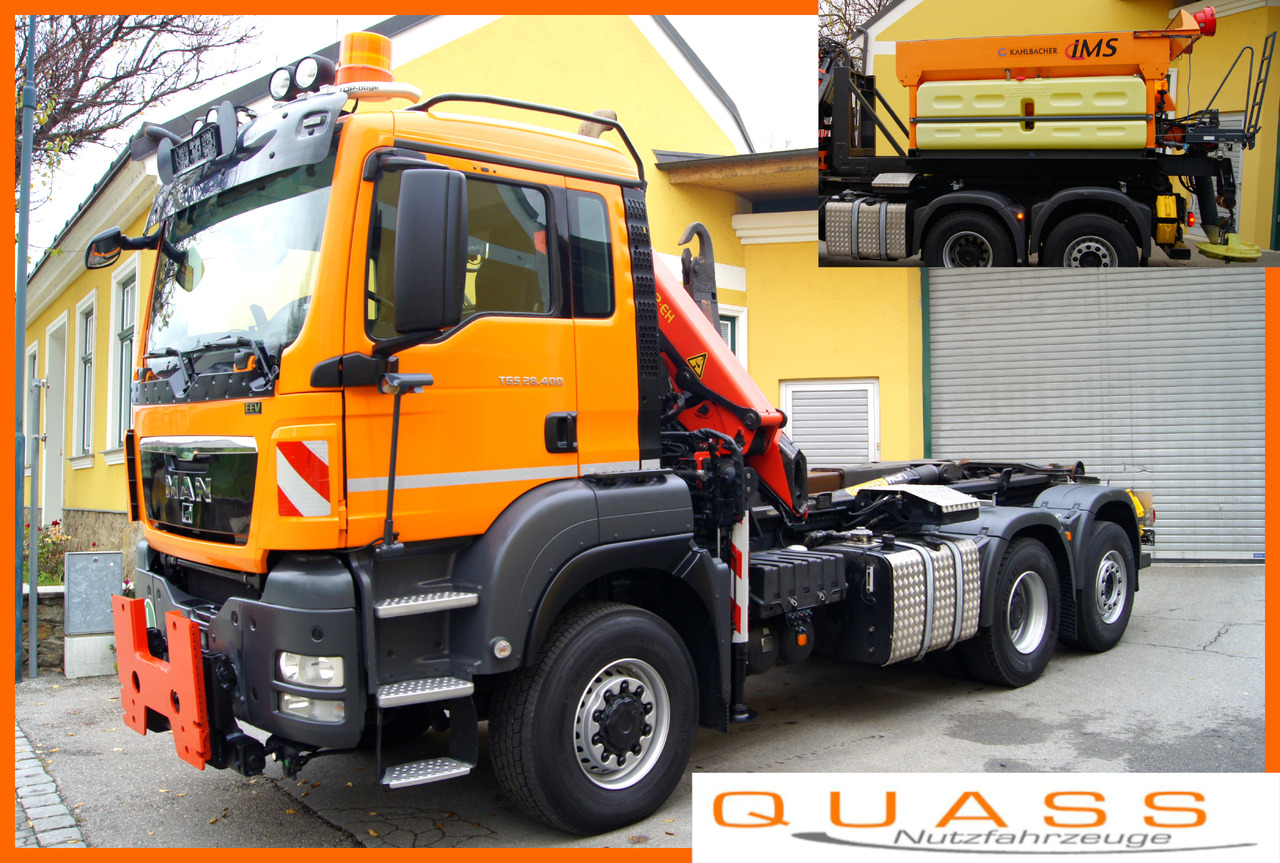 MAN TGS 28.400 BL 6x4-4/TÜV/PK12002/PALIFT/Winterdienst/Salzstreuer/Streuer/Schneepflug - Tipper, Crane truck: picture 1 MAN TGS 28.400 BL 6x4-4/TÜV/PK12002/PALIFT/Winterdienst/Salzstreuer/Streuer/Schneepflug - Tipper, Crane truck: picture 1