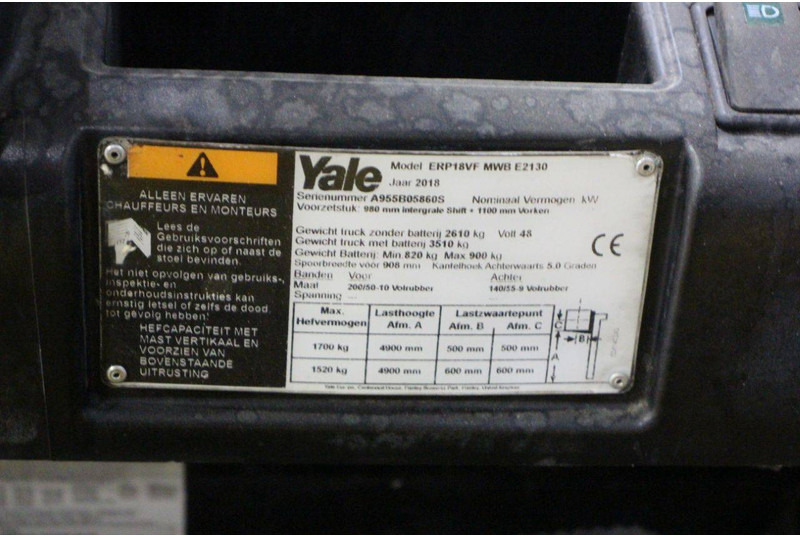 Electric forklift Yale ERP18VF: picture 19 Electric forklift Yale ERP18VF: picture 19